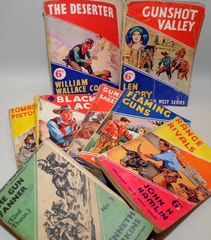 A collection of vintage Mellifont Wild West series boys paperback Cowboy stories c/w a number of The - Image 2 of 3