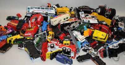 Large collection of loose playworn die-cast vehicles including vintage examples