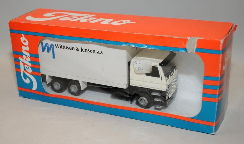 Vintage Tekno truck and trailer, Wittusen & Jensen a.s livery. Boxed, storage wear to box