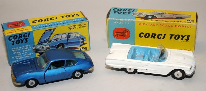 Vintage Corgi Toys die-cast Ford Thunderbird - Open Sports No.215 c/w Lancia Fulvia Sport Zagato - Image 2 of 6
