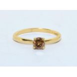 Diamond Champagne solitaire approx 0.33ct in a 14ct gold ring size L