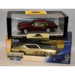 1:18 scale Chrono die-cast Aston Martin DB5 Peony Red c/w 1:18 Big Time Muscle 1969 Chevrolet