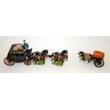 Elfin Models horse drawn wagon with a water barrel c/w Plastic US Army Coach with figures and 4
