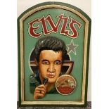 ELVIS PRESLEY WOODEN WALL HANGING DISPLAY. Vintage carved wall plaque depicting Elvis Presley. 40