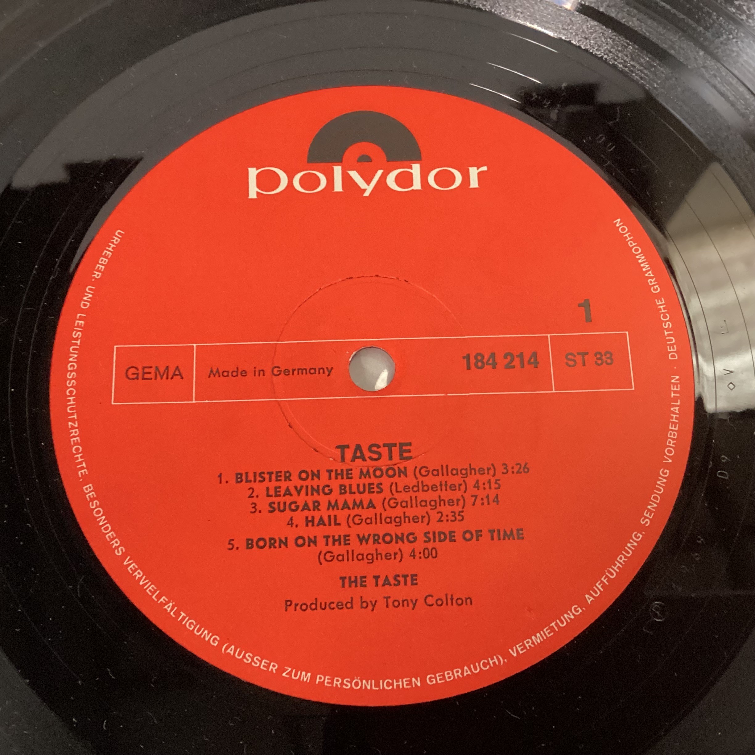 TASTE DEBUT LP FEATURING RORY GALLAGHER. Nice Psych album found here on Polydor German Label No. - Image 4 of 4