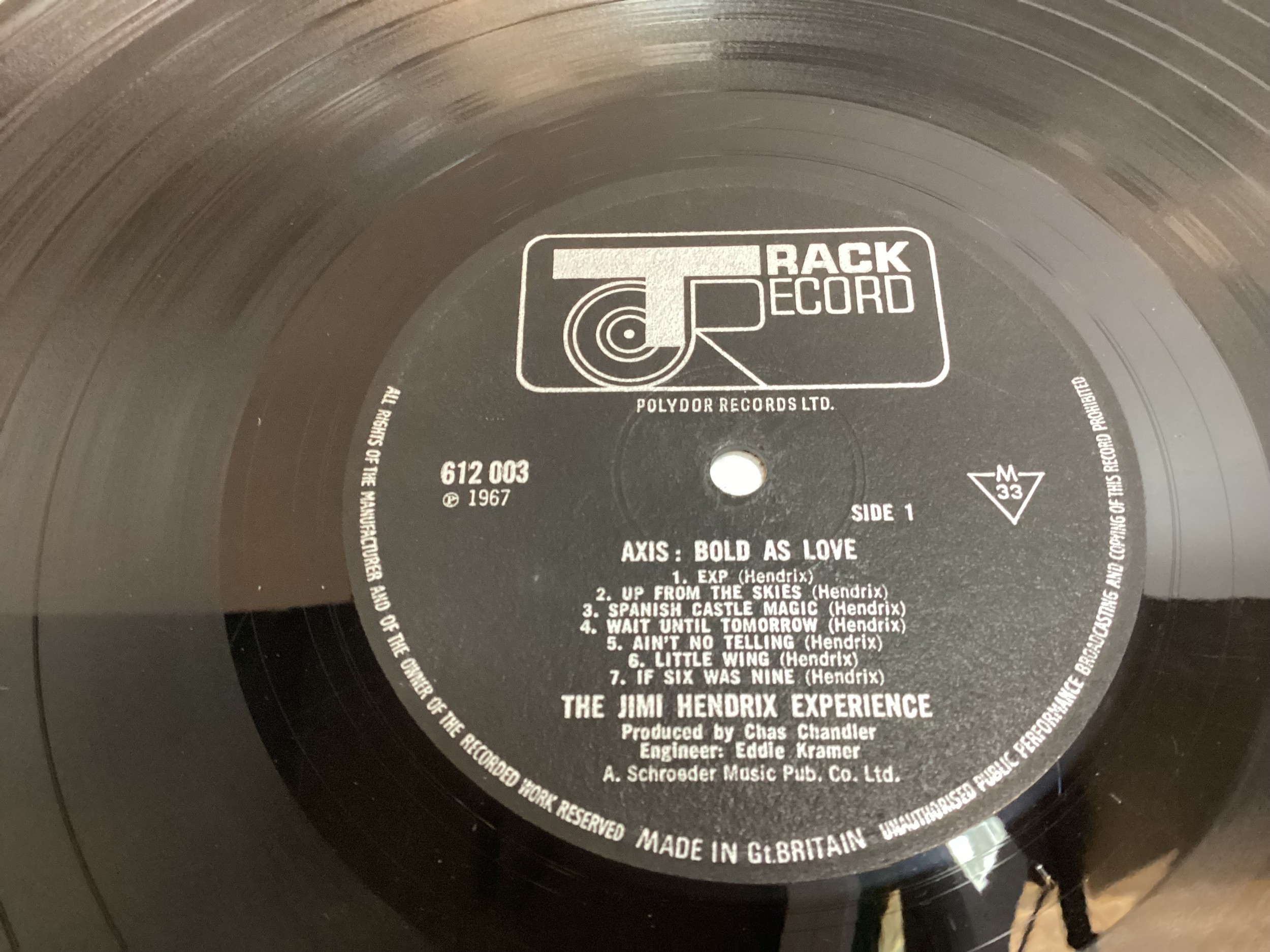 THE JIMI HENDRIX EXPERIENCE ‘AXIS BOLD AS LOVE’ VINYL ALBUM. This original Track label 612003 was - Image 4 of 6
