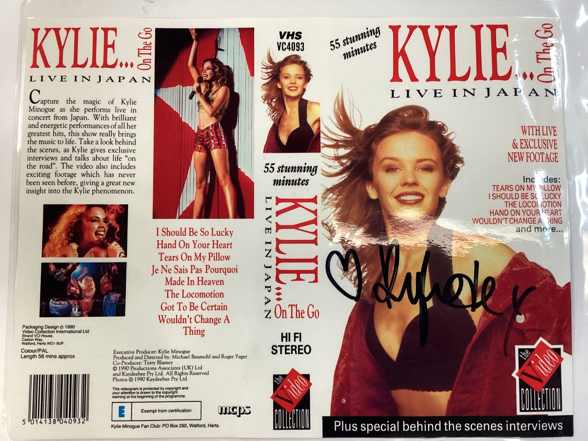 SIGNED KYLIE MINOGUE VIDEO SLEEVE. This is an original Kylie autograph found here on a cover of