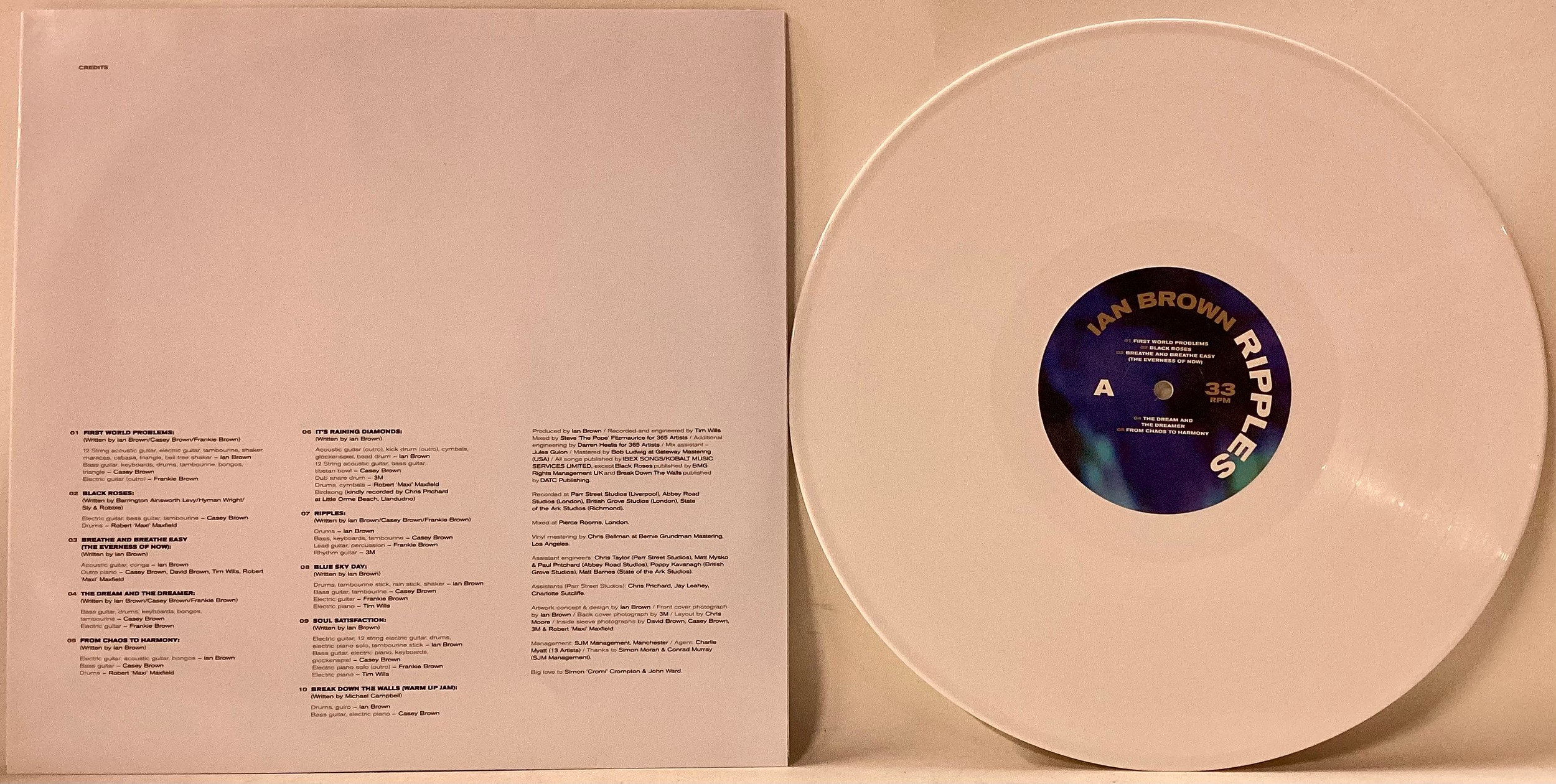 WHITE VINYL ALBUM BY IAN BROWN ‘RIPPLES’. A Polydor release from 2019 found here on white vinyl - Image 3 of 3