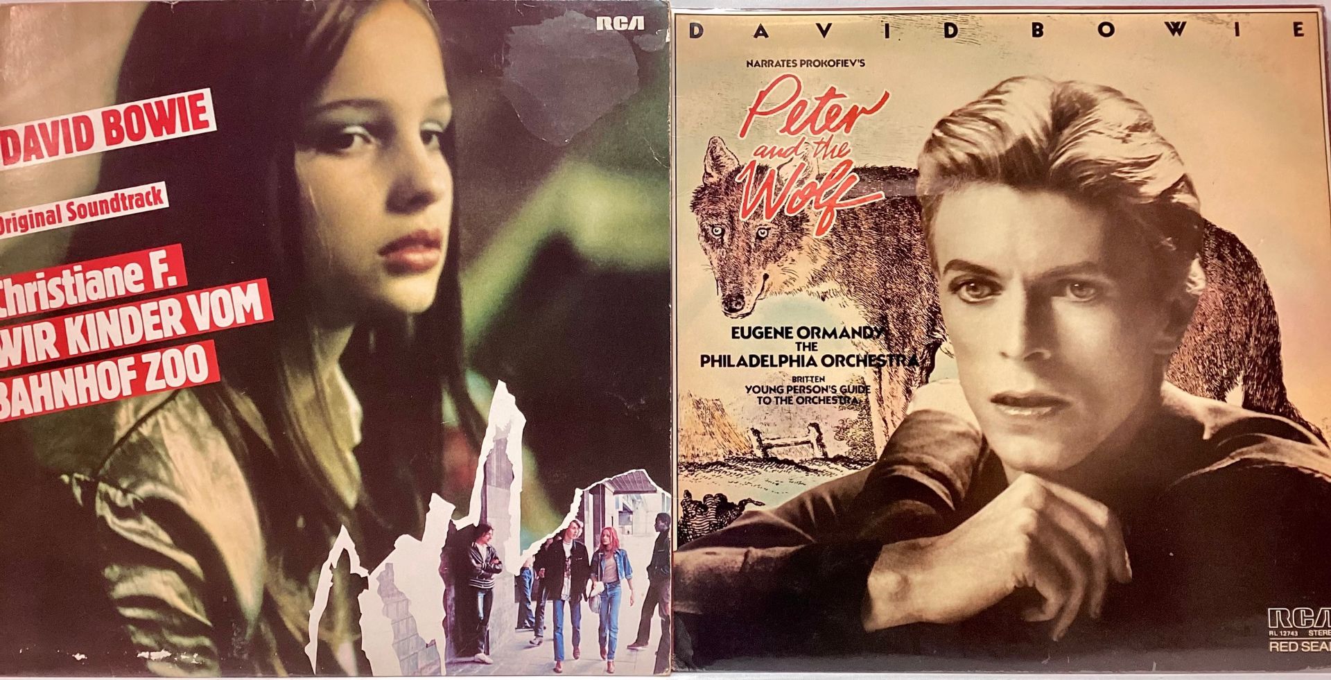 DAVID BOWIE VINYL RECORDS ‘YOUNG PERSONS GUIDE TO THE ORCHESTRA AND CHRISTIANE F’. Both vinyl albums
