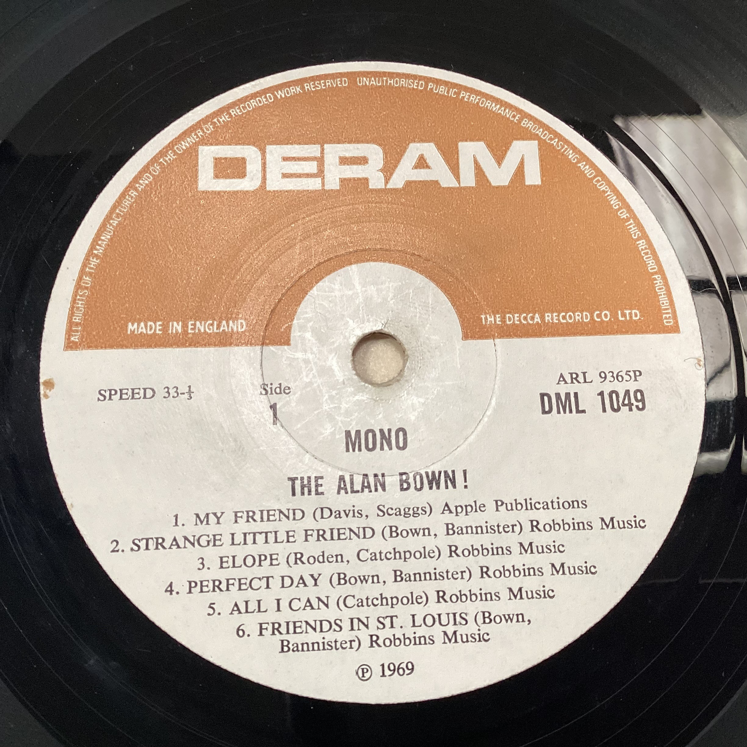 THE ALAN BOWN! DERAM VINYL ALBUM. This vinyl record is in VG+ condition and is on Mono Deram Records - Bild 3 aus 4