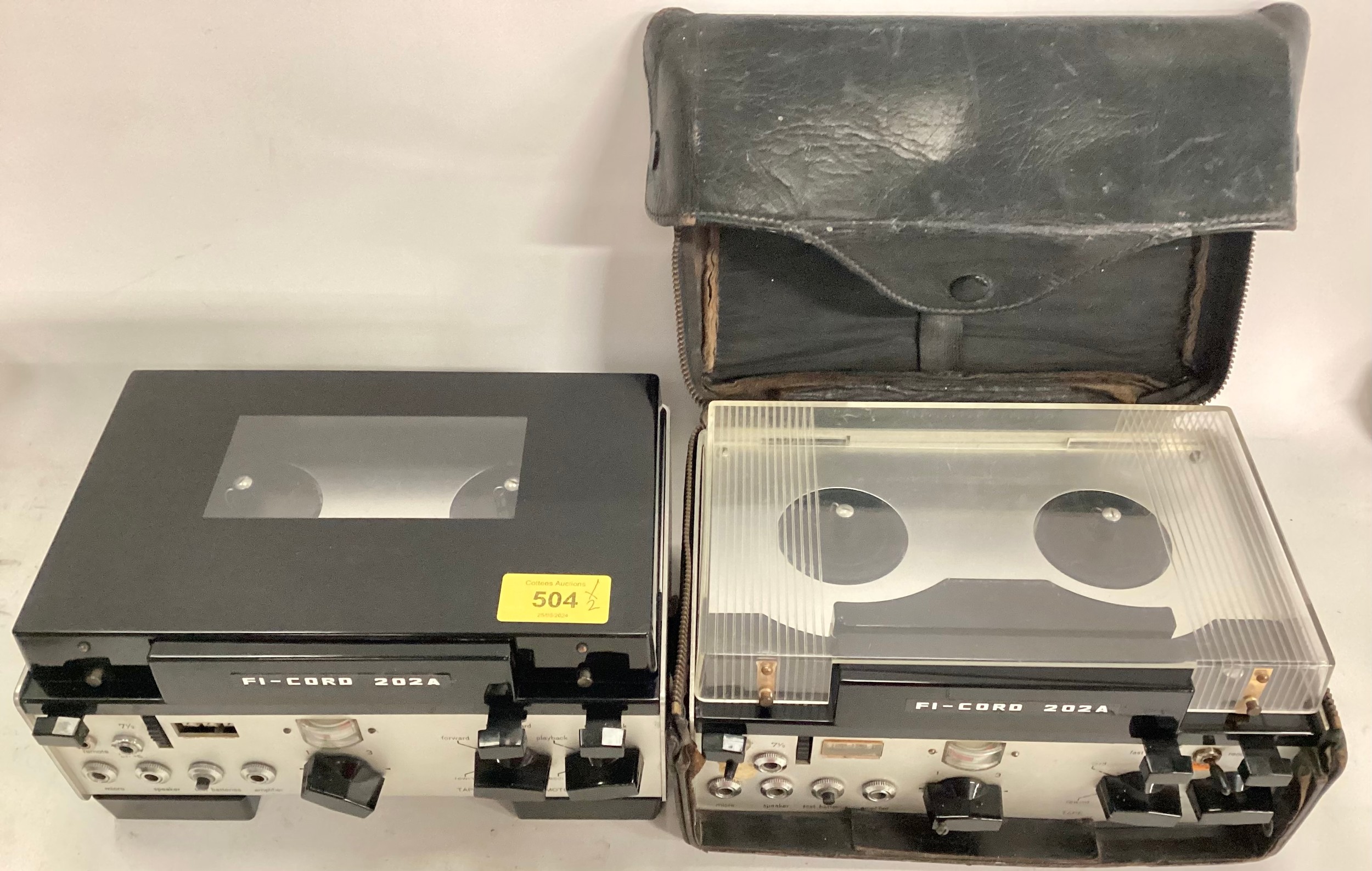 FI-CORD PORTABLE REEL TO REEL TAPE RECORDERS. Here we have 2 tape recorders model No. 202A. One