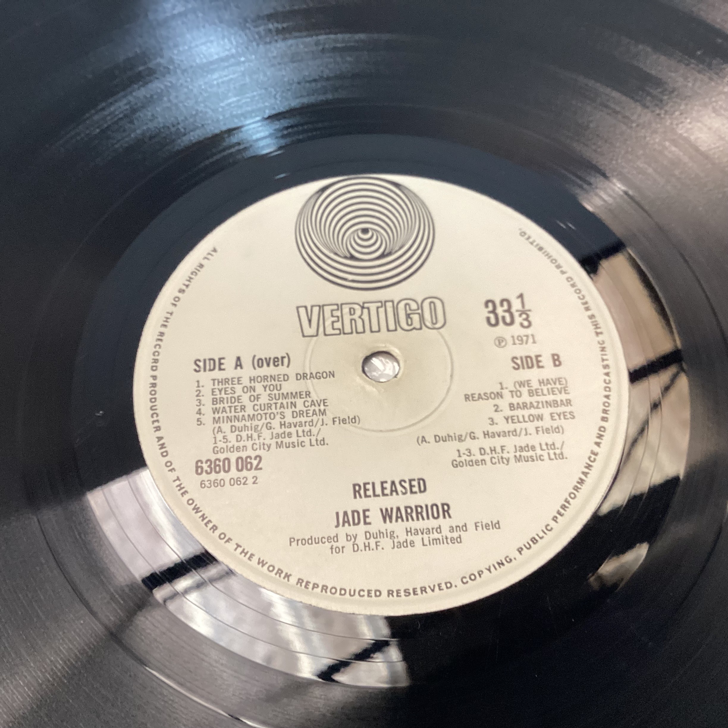 JADE WARRIOR VINYL VERTIGO SWIRL ALBUM ‘RELEASED’. This Ex condition album is from 1971 and on the - Bild 8 aus 9