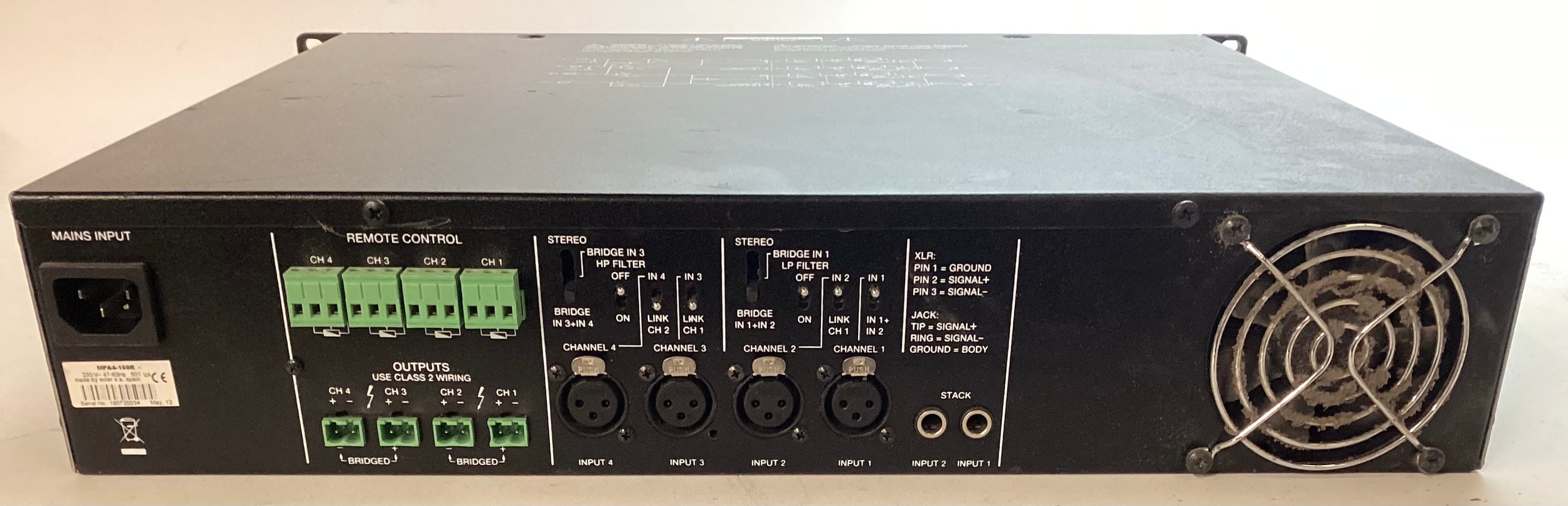 ECLER RACK MOUNT POWER AMPLIFIER. This is model No. MPA 4-150R a 4-channel multizone amplifier which - Bild 2 aus 2