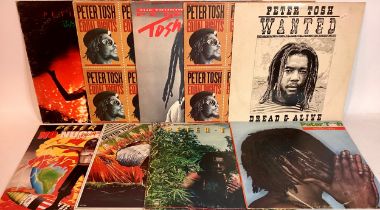 PETER TOSH VINYL LP RECORDS X 9. Titles here as follows - Mystic Man - Wanted Dead And Alive - Equal