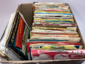 BOX OF VARIOUS 7” VINYL SINGLES. This collection is made up of many hit singles mainly from the