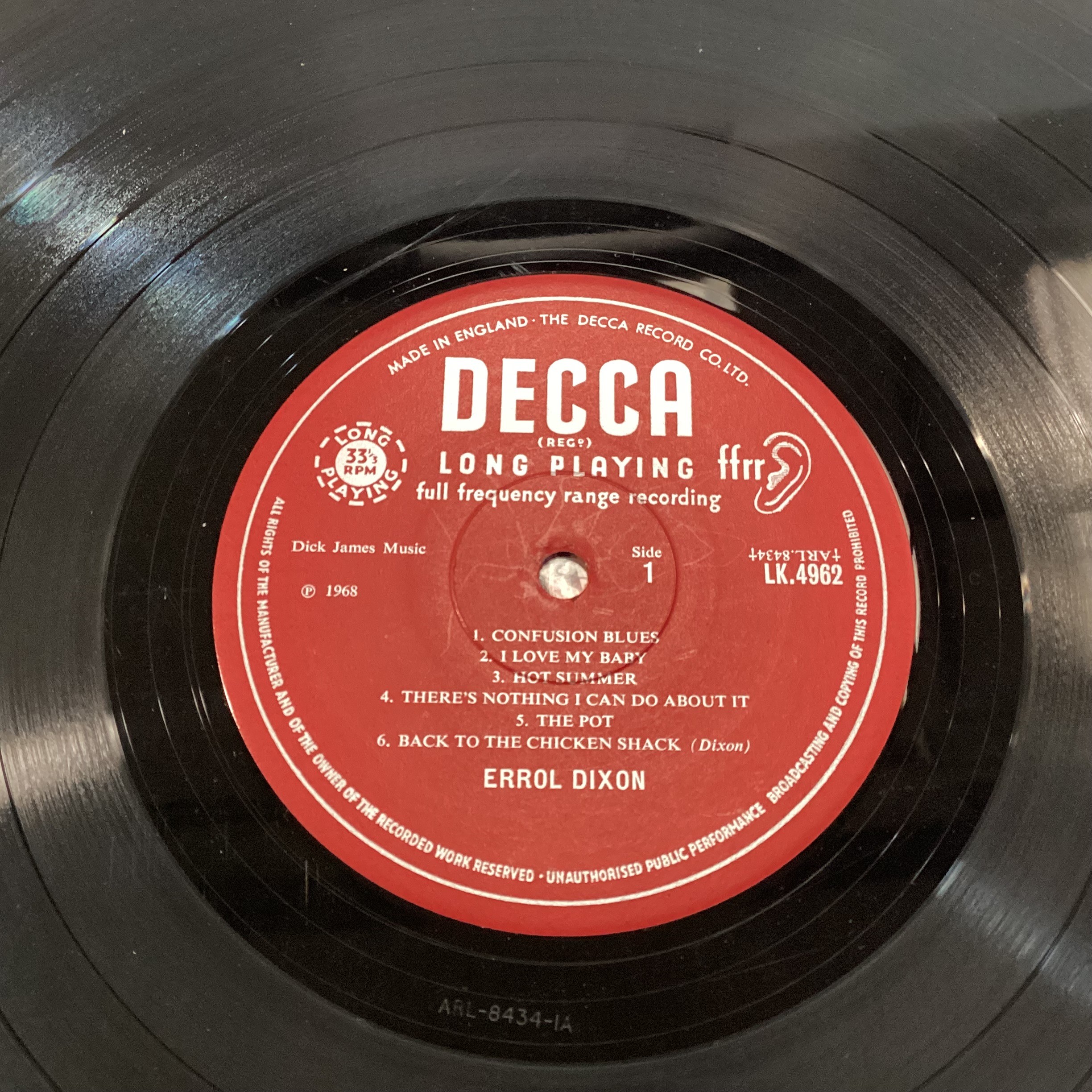 ERROL DIXON (CHICKEN SHACK) ‘BLUES IN THE POT’ ORIGINAL UK MONO LP. Found here on Decca LK 4962 - Image 3 of 4