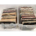 2 BOXES OF VARIOUS 70’s & 80’s VINYL 45RPM SINGLES. A collection of various singles with various