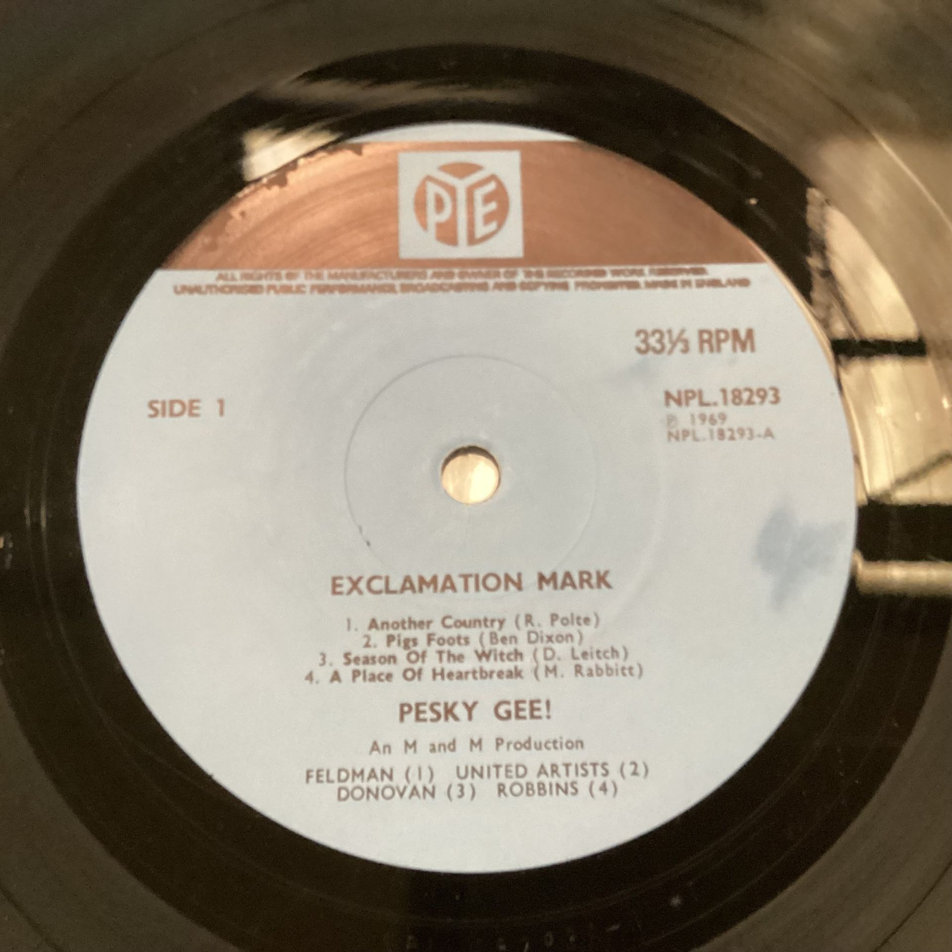 PESKY GEE ‘EXCLAMATION MARK’ MONO UK VINYL ALBUM. Rare original MONO copy made in UK – textured - Image 3 of 4