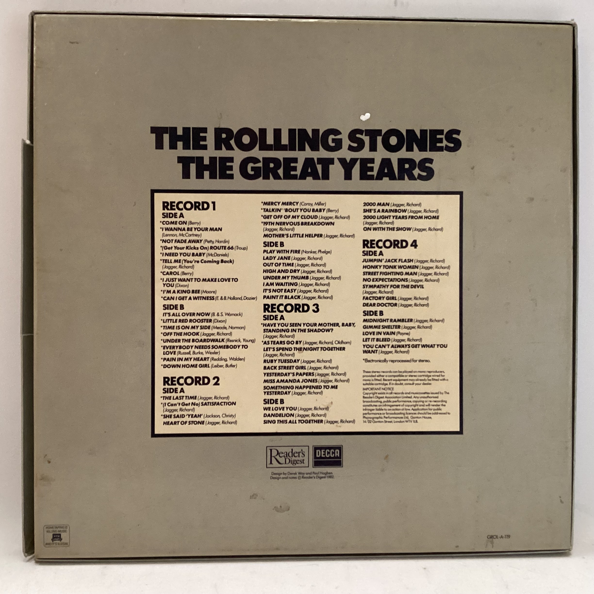THE ROLLING STONES ‘THE GREAT YEARS” SUPERB 4 LP BOX SET. This is a 4LP BOX SET of The Rolling - Image 3 of 4