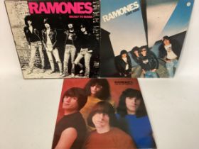 3 VINYL ALBUMS FROM THE RAMONES. Titles here include 'Leave Home' in Ex condition on Sire 9103-254