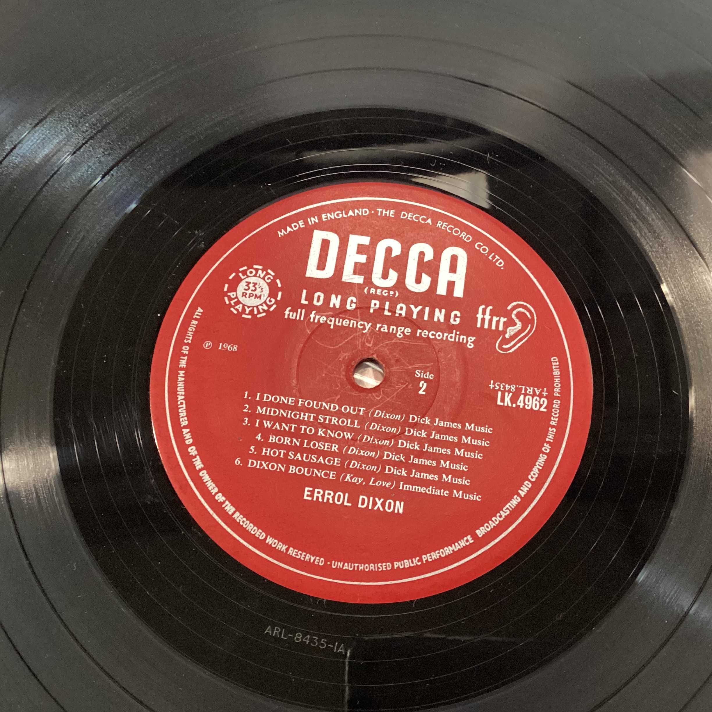 ERROL DIXON (CHICKEN SHACK) ‘BLUES IN THE POT’ ORIGINAL UK MONO LP. Found here on Decca LK 4962 - Image 4 of 4