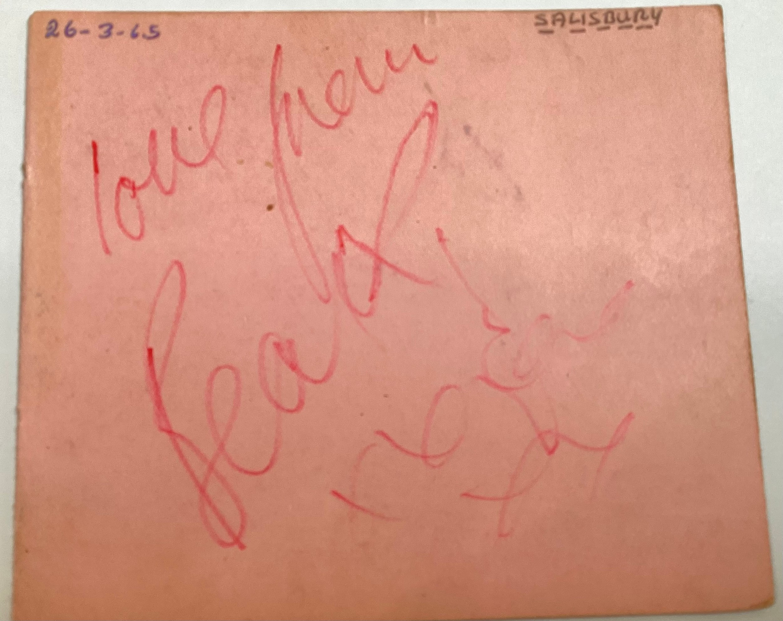 GENUINE 1960’S AUTOGRAPH BOOK CONTAINING VARIOUS POP / ROCK STARS. The book has seen better days - Image 12 of 14