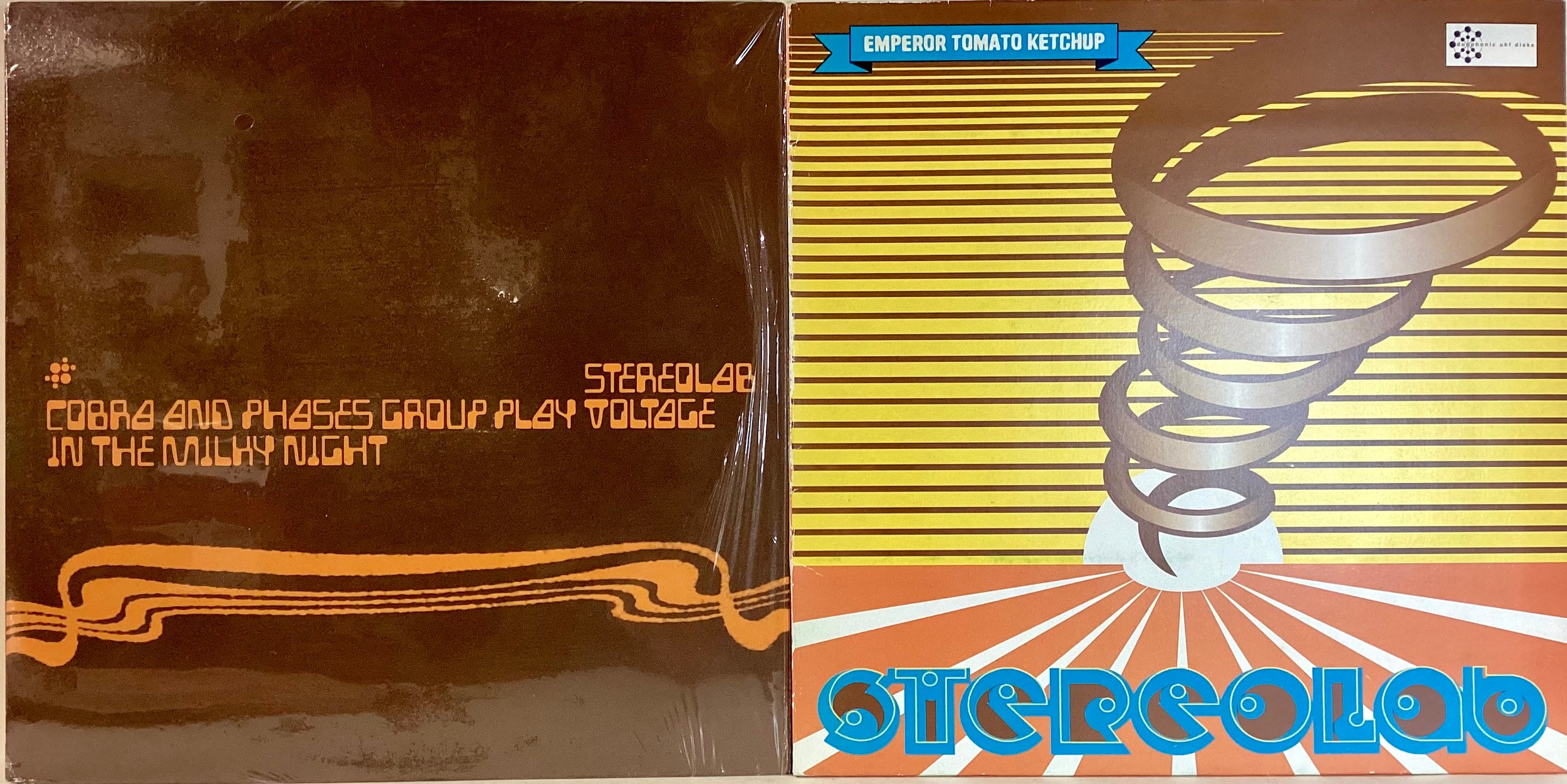 STEREOLAB VINYL LP RECORDS X 2. Selection of two albums here entitled ‘Cobra And Phases Group Play