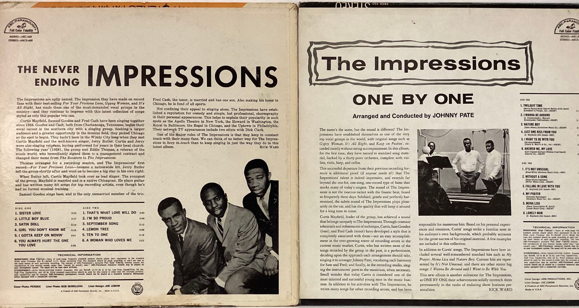 THE IMPRESSIONS VINYL USA ALBUMS X 2. Titles here are ‘The Never Ending’ on ABC Paramount Records - Image 2 of 2
