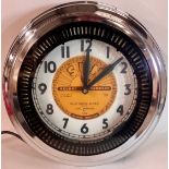 CARL PERKINS ‘BLUE SUEDE SHOES SUN RECORDS CLOCK. Found here in lovely condition is a chrome