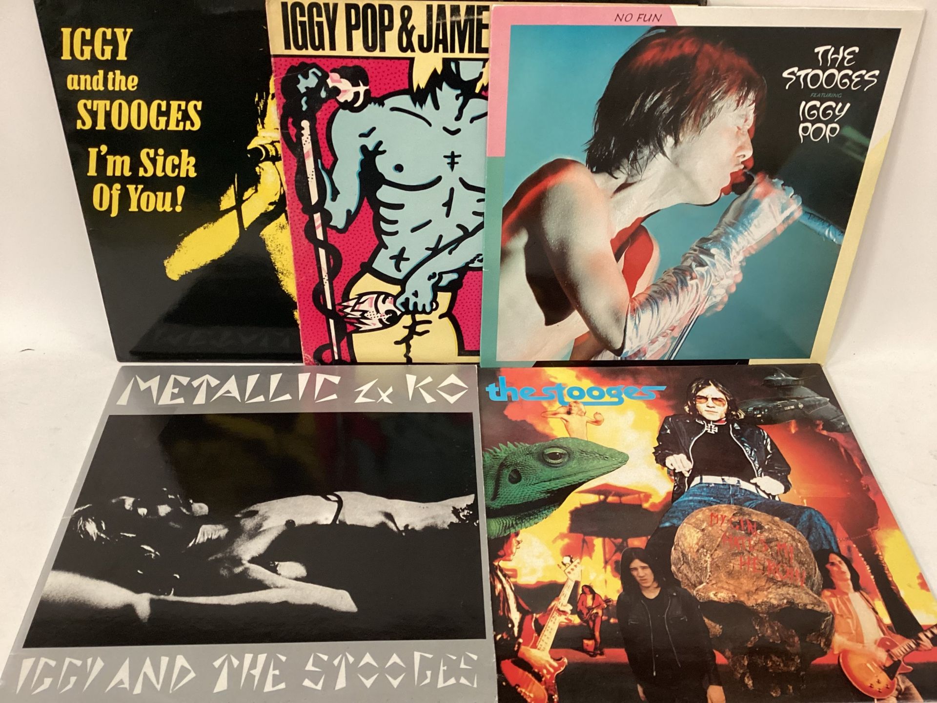 COLLECTION OF 5 IGGY AND THE STOOGES RELATED VINYL ALBUMS. This set has titles - Metallic