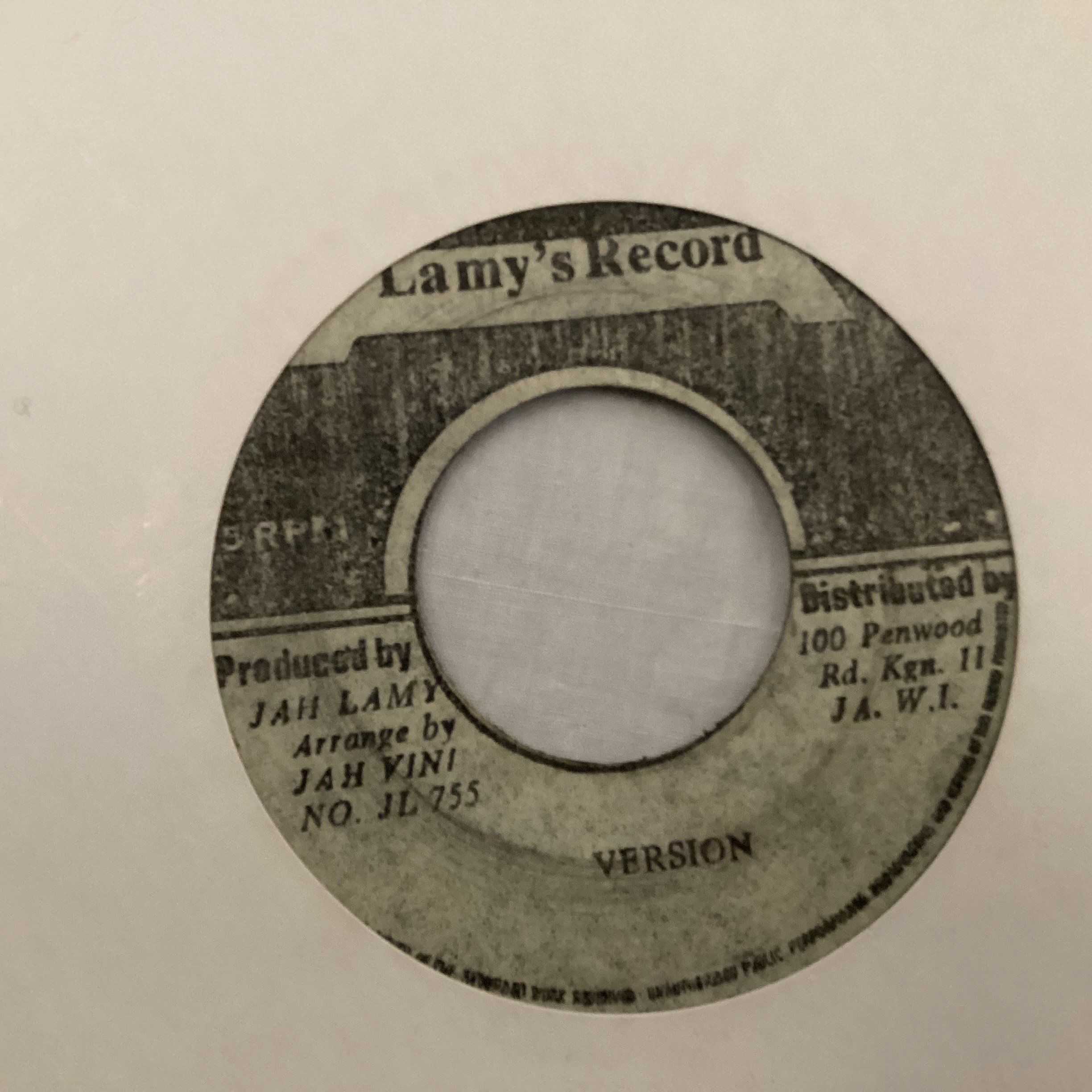 JAH LAMY & JAH VINI 'THE LIGHT IS SHINING ON ME' 7" SINGLE. - Image 2 of 2