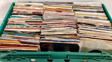LARGE TRAY OF VARIOUS 7” SINGLE RECORDS. This is a varied collection to include many genres and