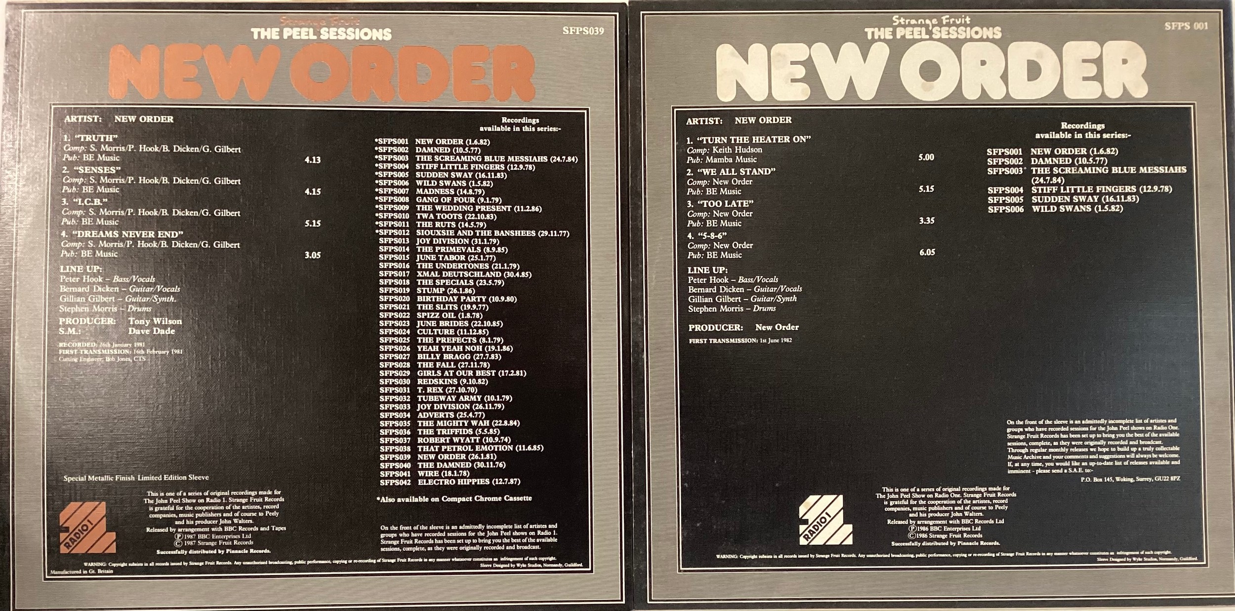 NEW ORDER PEEL SESSIONS X 2 VINYL RECORDS. Both found here on Strange Fruit Record labels SFPS 001 & - Bild 2 aus 2