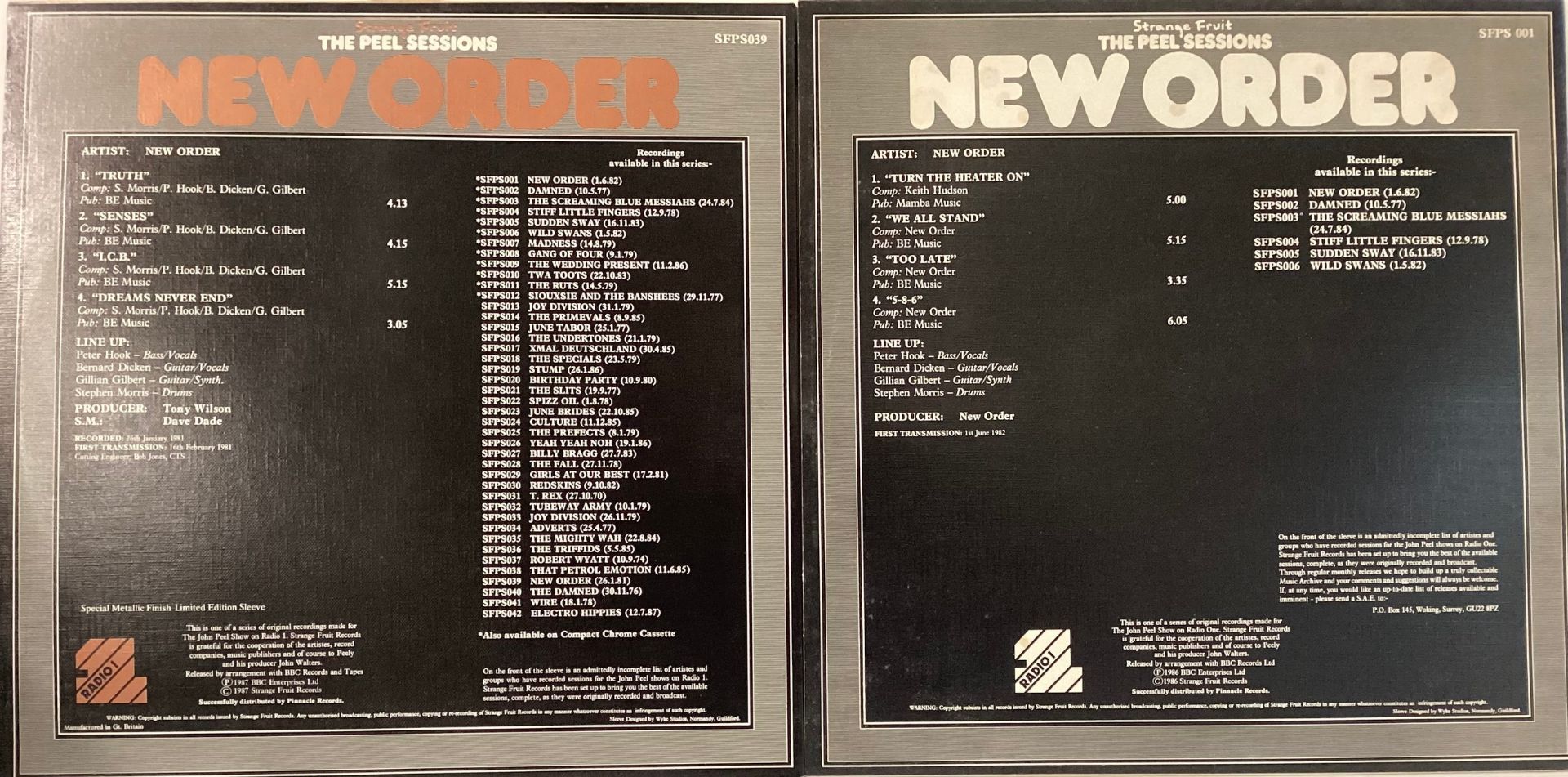NEW ORDER PEEL SESSIONS X 2 VINYL RECORDS. Both found here on Strange Fruit Record labels SFPS 001 & - Image 2 of 2