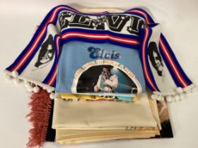 COLLECTION OF SHIRTS AND OTHER FABRIC ELVIS PRESLEY MEMORABILIA. Here we have 5 various tops in
