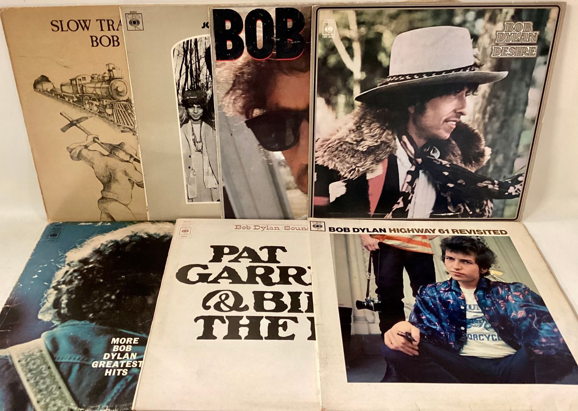 BOB DYLAN VINYL LP RECORDS X 7. Titles here are as follows - Highway 61 Revisited - Desire -