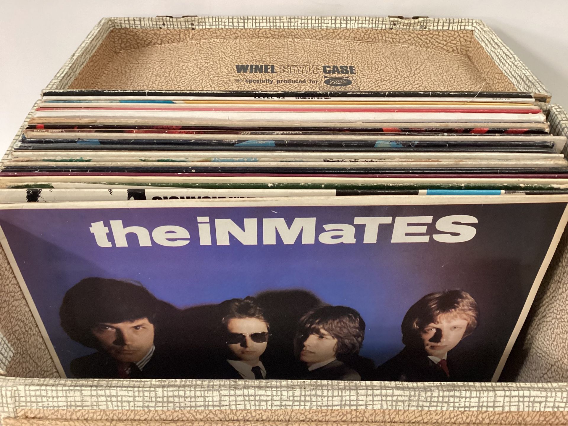 CASE OF VARIOUS PROG ROCK / PUNK VINYL RELATED ALBUMS. Found here in VG+/Ex conditions we have