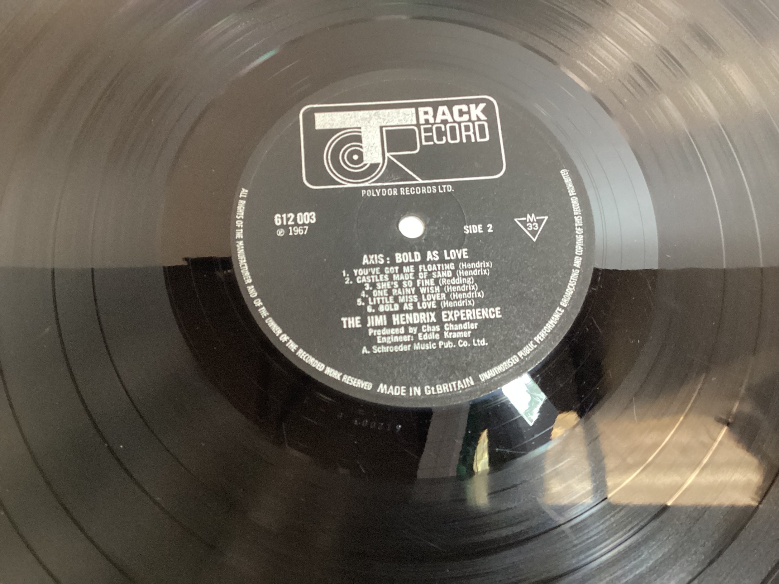 THE JIMI HENDRIX EXPERIENCE ‘AXIS BOLD AS LOVE’ VINYL ALBUM. This original Track label 612003 was - Image 5 of 6