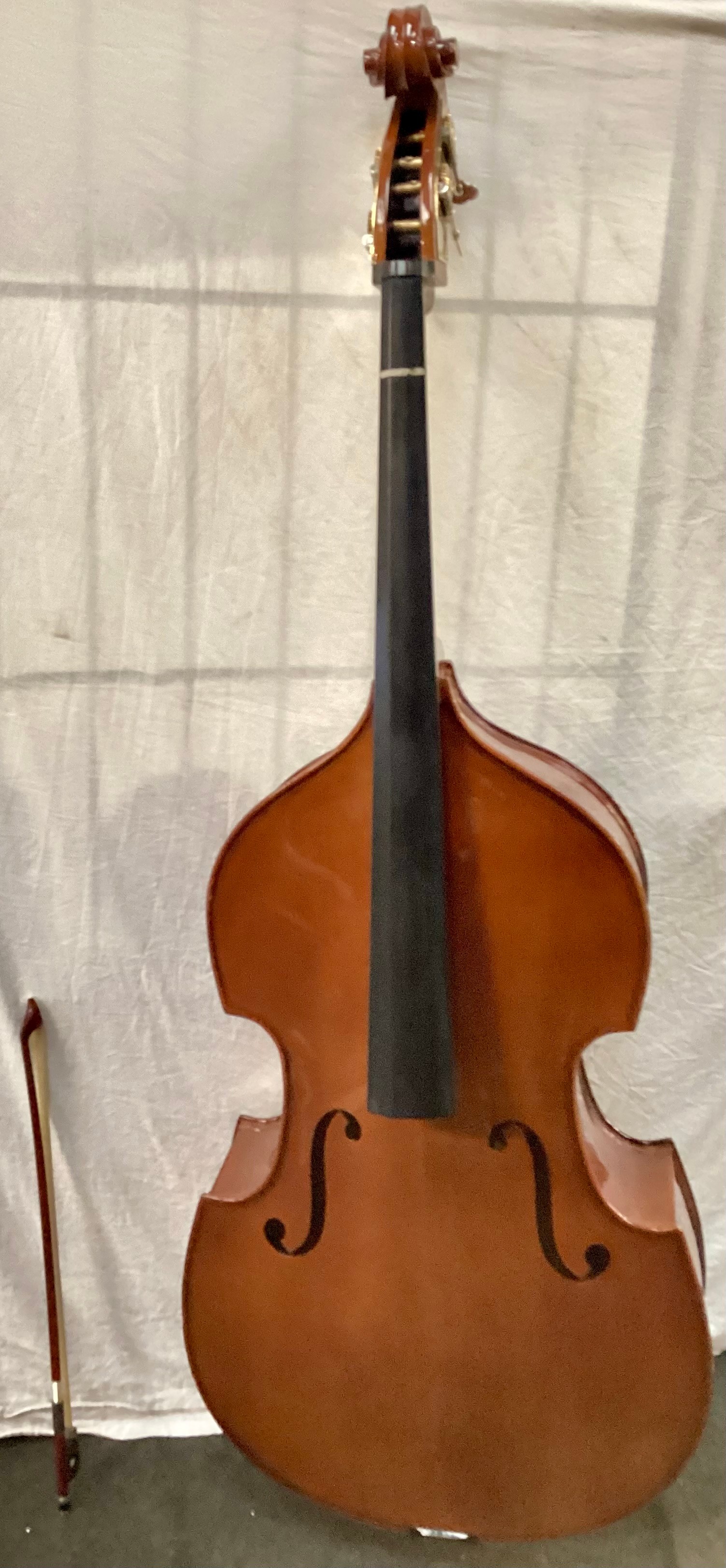 DOUBLE BASS MUSICAL INSTRUMENT. This comes complete with a bow and in a soft black carry case. 68”