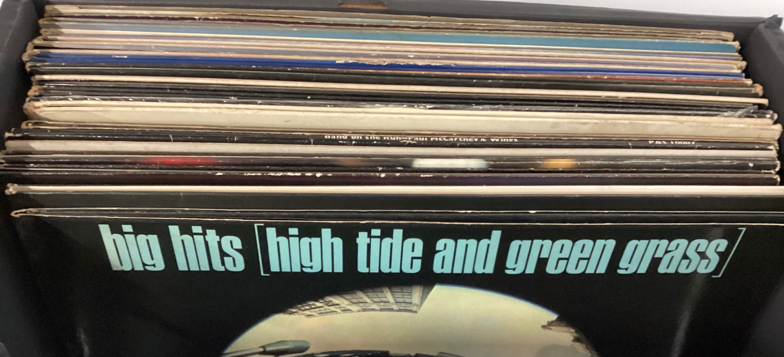 CASE OF VARIOUS ROCK AND POP VINYL LP RECORDS. Artists here include - The Rolling Stones - ABBA -