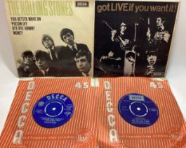 THE ROLLING STONES VINYL 45RPM SINGLES AND E.P’S. 4 in total here to include self titled extended