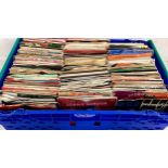 TRAY OF VARIOUS 45RPM VINYL SINGLE RECORDS. A Varied collection of years and genres in this tray