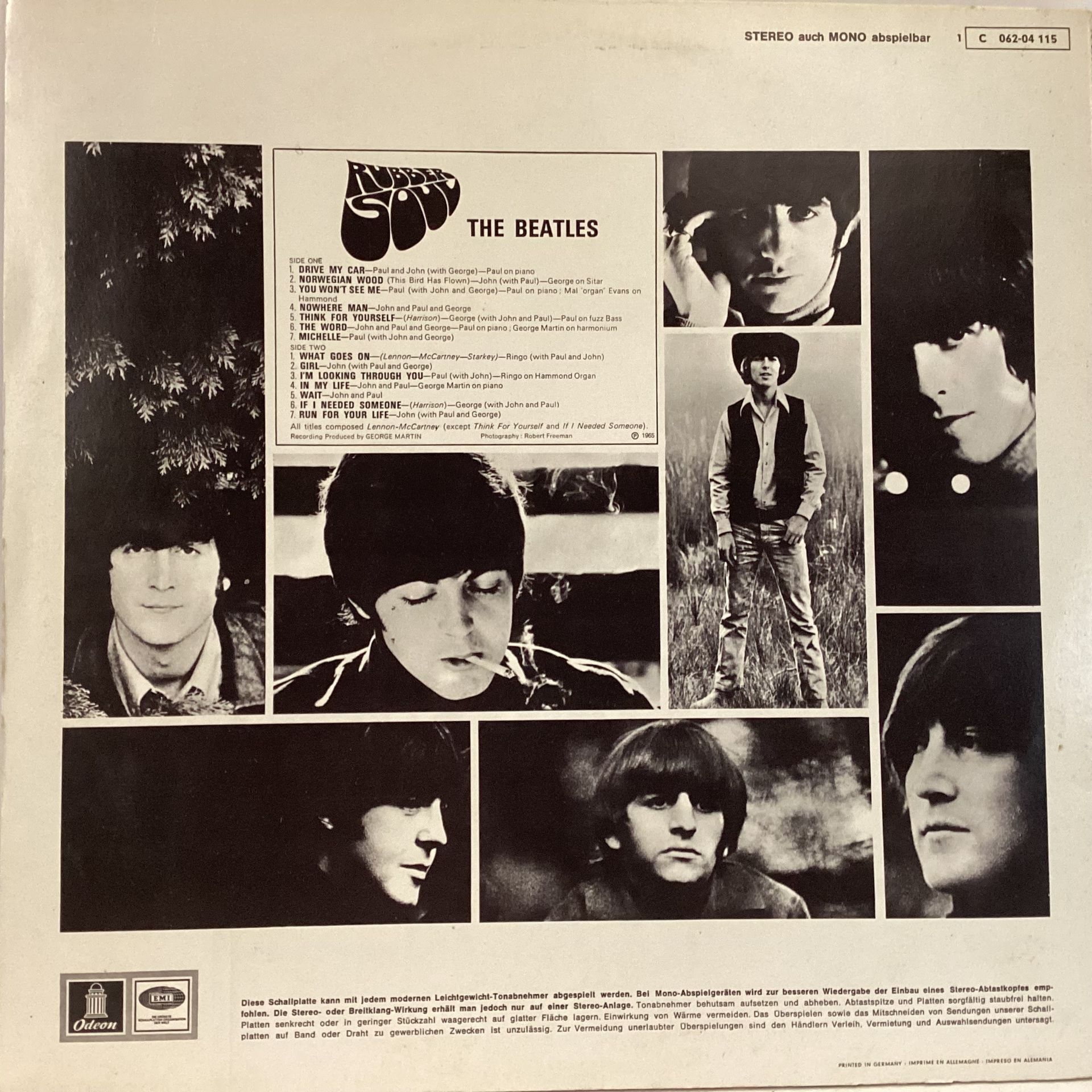 THE BEATLES VINYL ALBUM ‘RUBBER SOUL’ GERMAN ODEON PRESSING. Found here in Ex condition on Odeon - Image 2 of 4