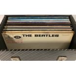 CARRY CASE OF VARIOUS ROCK AND POP VINYL ALBUMS. Here we find artists to include - The Beatles -