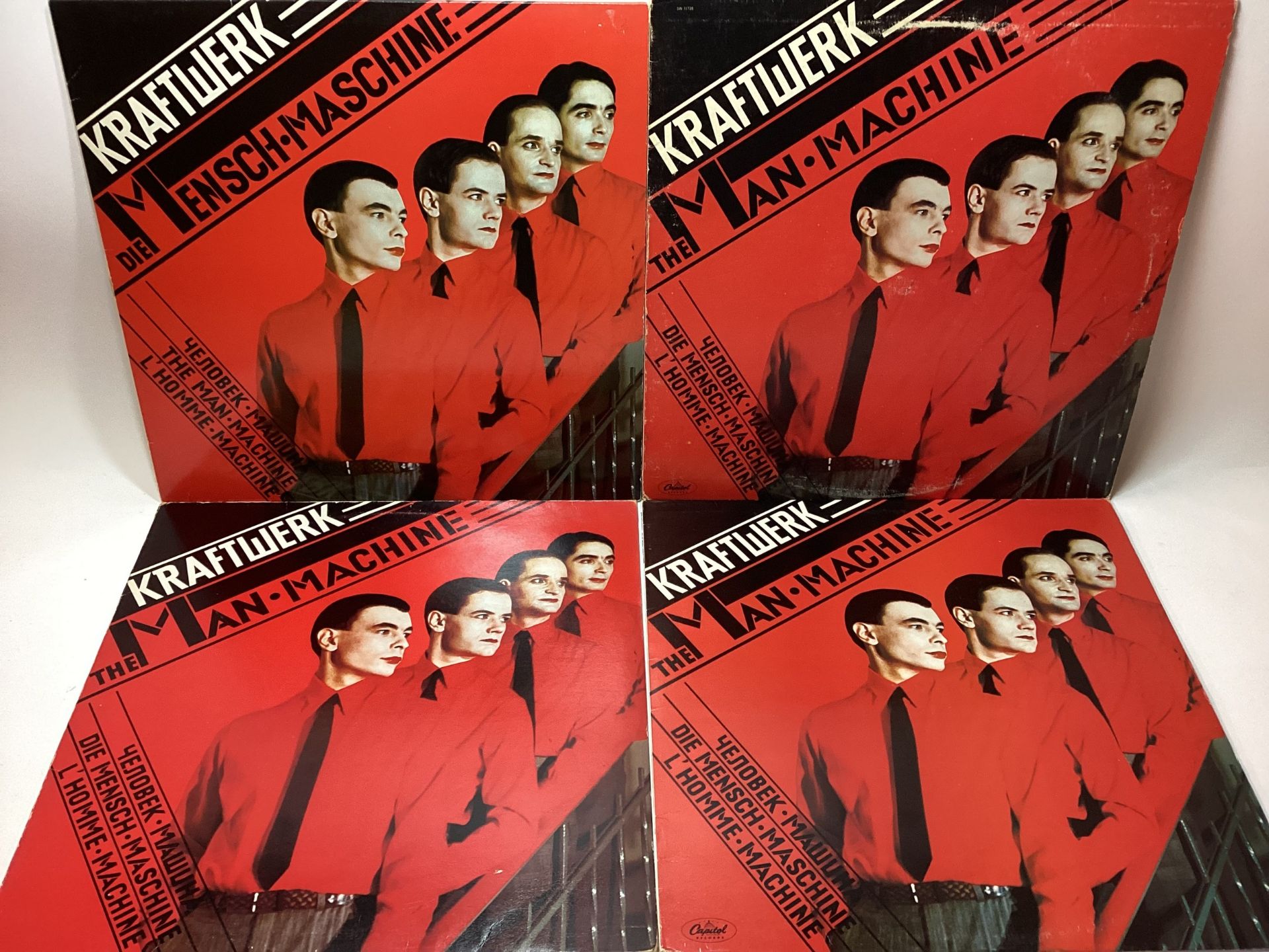 COLLECTION OF 4 X KRAFTWERK ‘THE MAN MACHINE’ VINYL LP RECORDS. Here on Capitol / EMI Records we