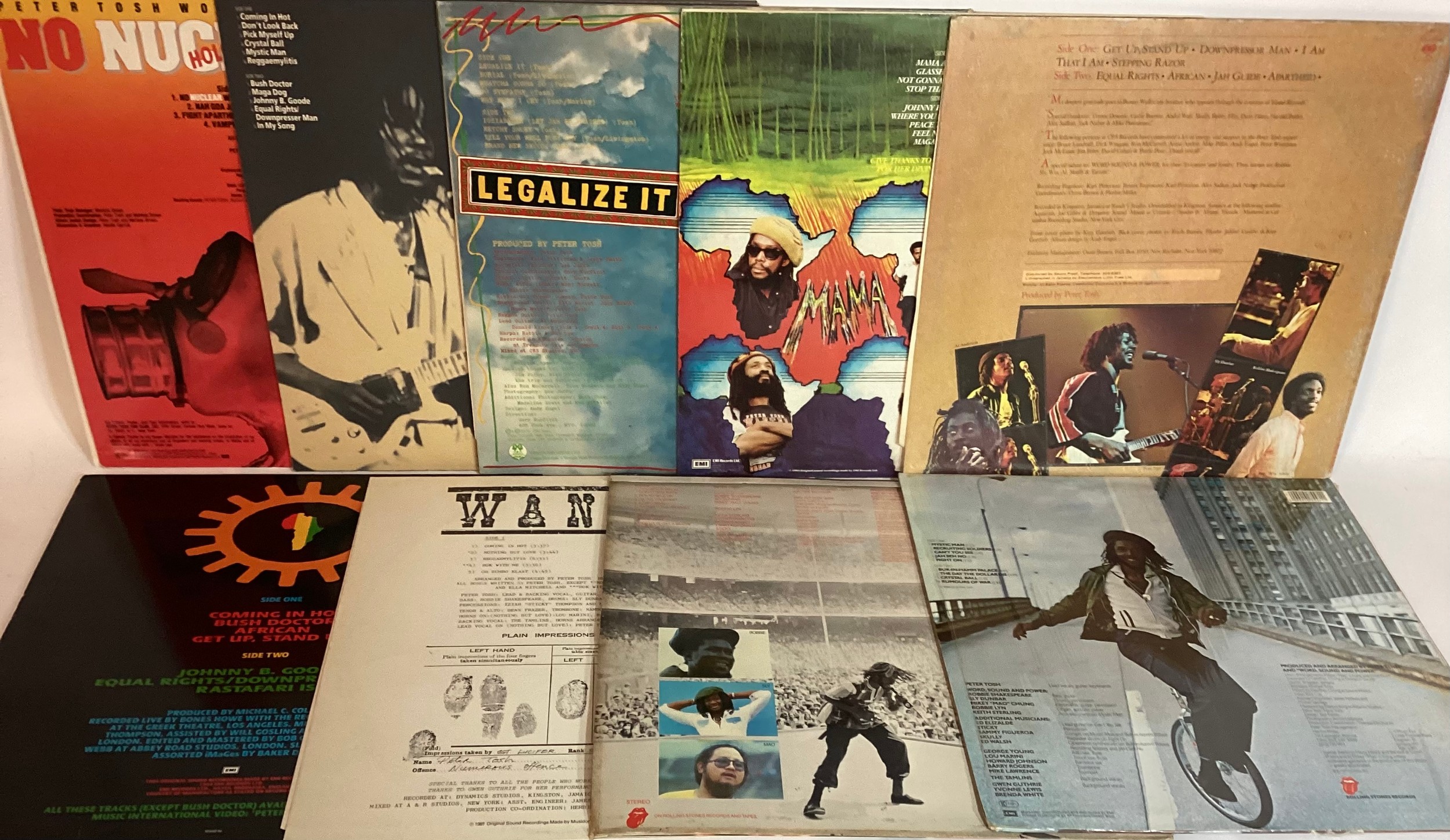 COLLECTION OF VARIOUS PETER TOSH VINYL LP RECORDS X 9. Titles here include - Equal Rights - Mama - Image 2 of 2