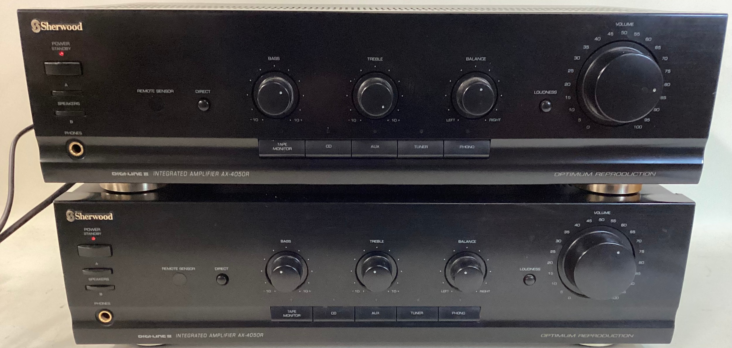 SHERWOOD HIFI AMPLIFIERS X 2. This is a pair of AX-4050R integrated stereo amplifiers found in great