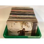 LARGE CONTAINER OF ROCK AND POP VINYL LP RECORDS. This lot has artists to include - Alice Cooper -