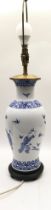 Chinese blue and white porcelain vase converted to a lamp 75cm tall including brass lamp holder vase