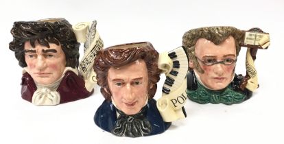 3 x Royal Doulton large Character Jugs from the Great Composers series: D7030 Chopin, D7021